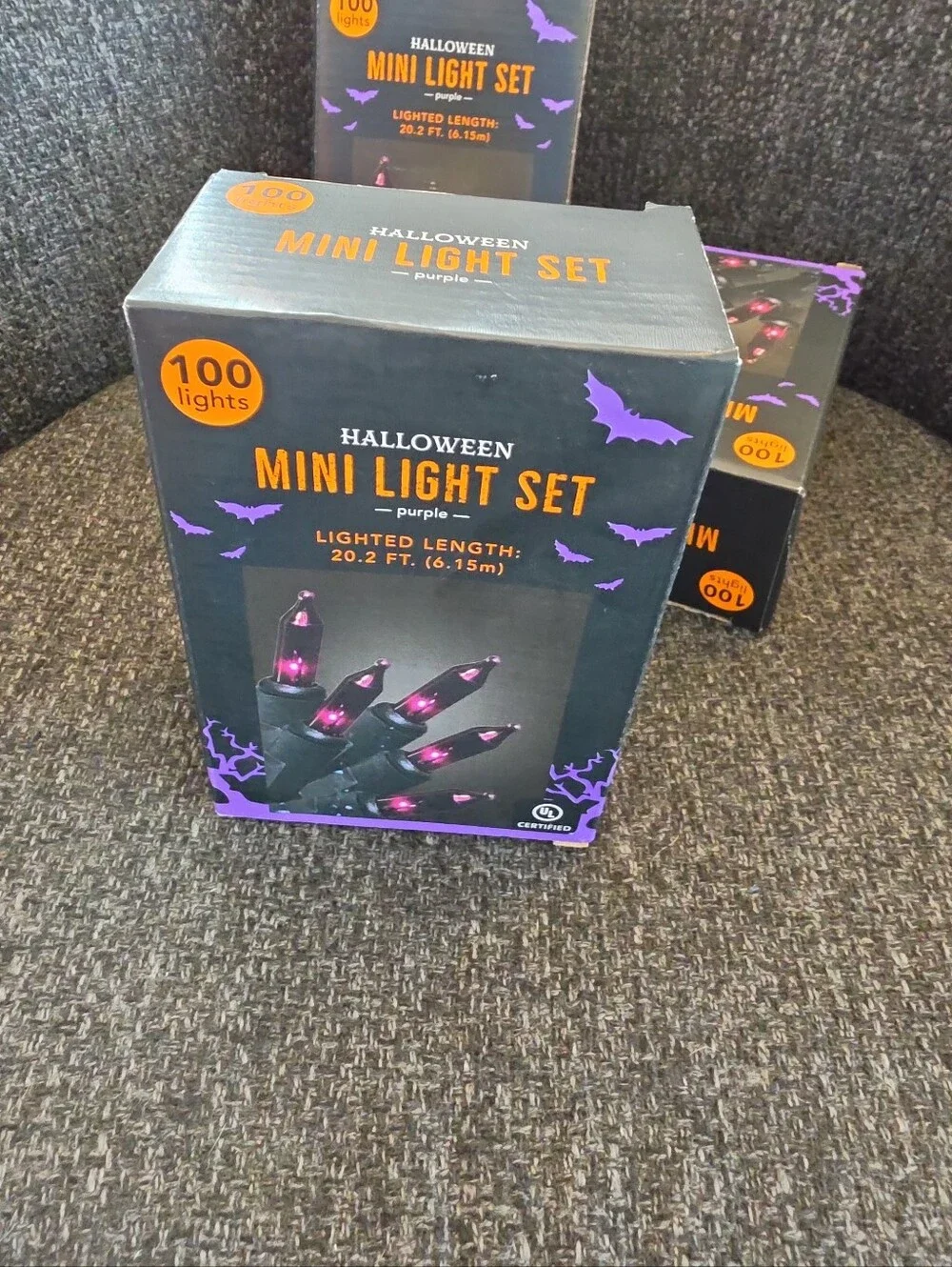 NIB 4 Boxes Of Halloween LED Mini Light Set 400 Purple Lights Total 80 Feet